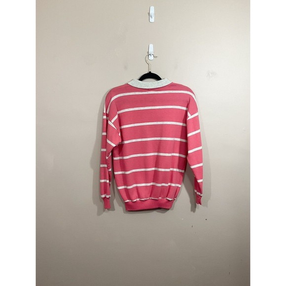 VTG Ms MacGregor Sport Womens Striped Sweatshirt S Pink Retro 80s 90s Preppy - Picture 2 of 5